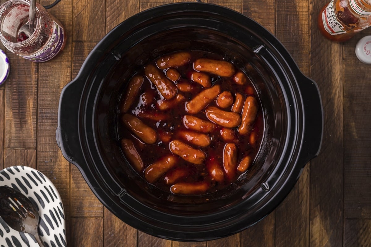 grape jelly little smokies before cooking in crockpot.