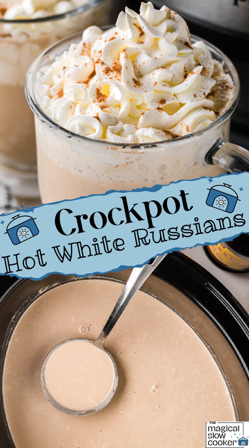 2 images of white russians with text overay.