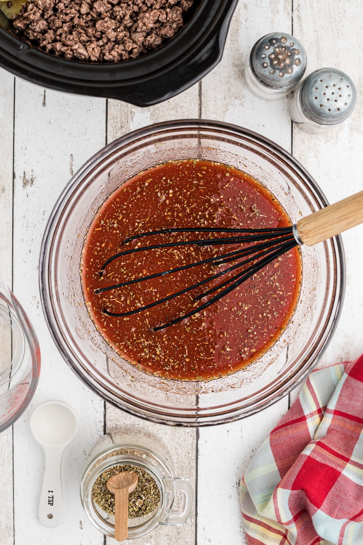 Homemade tomato sauce in a bowl.