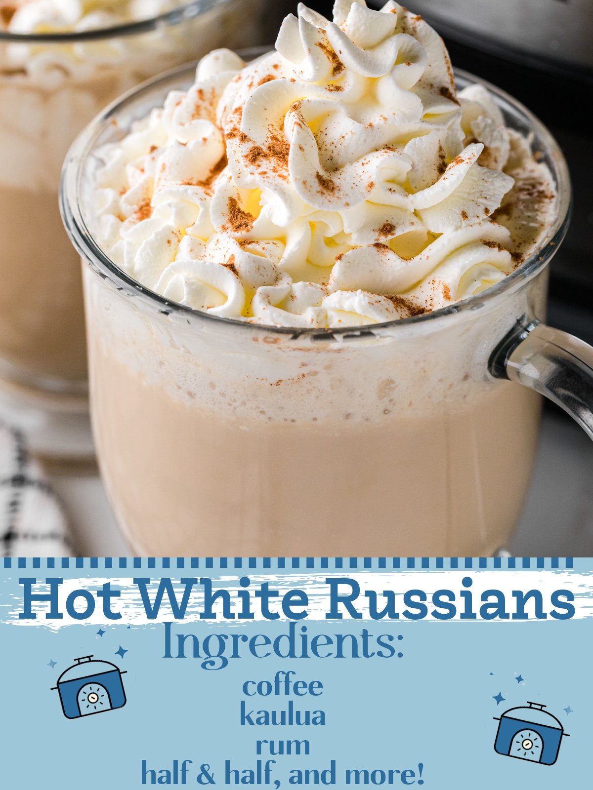 white russian with whipped cream on top.