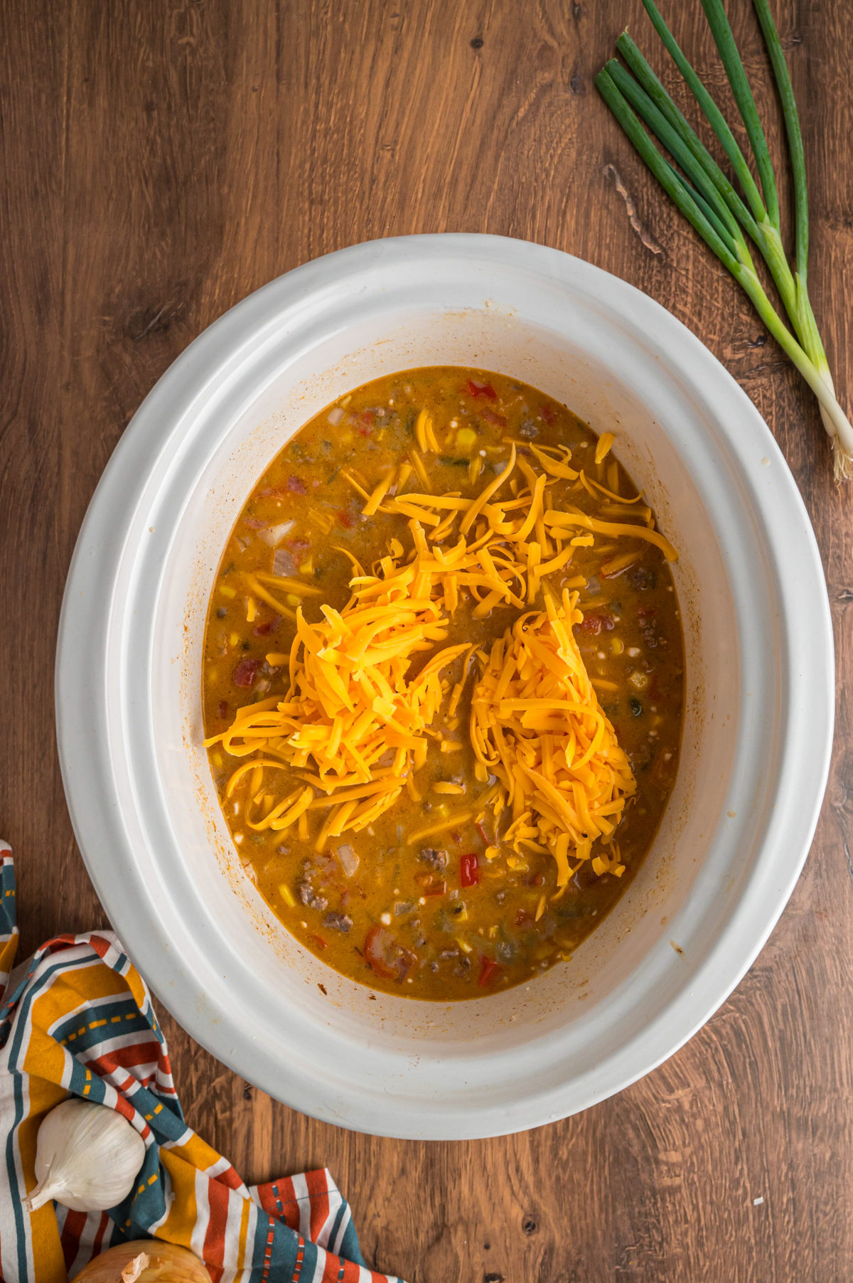 cheese added to nacho soup.