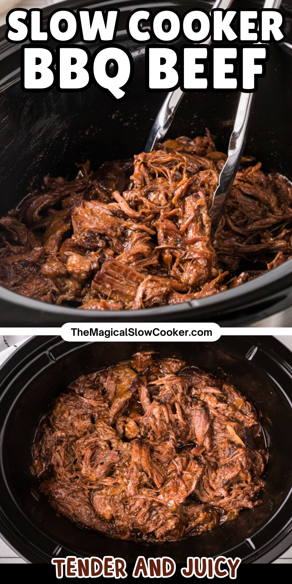 BBQ beef images with text overlay for pinterest.