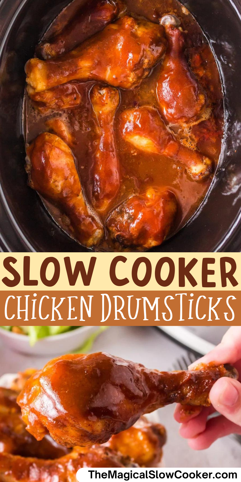 Chicken drumsticks images with text overlay for pinterest.