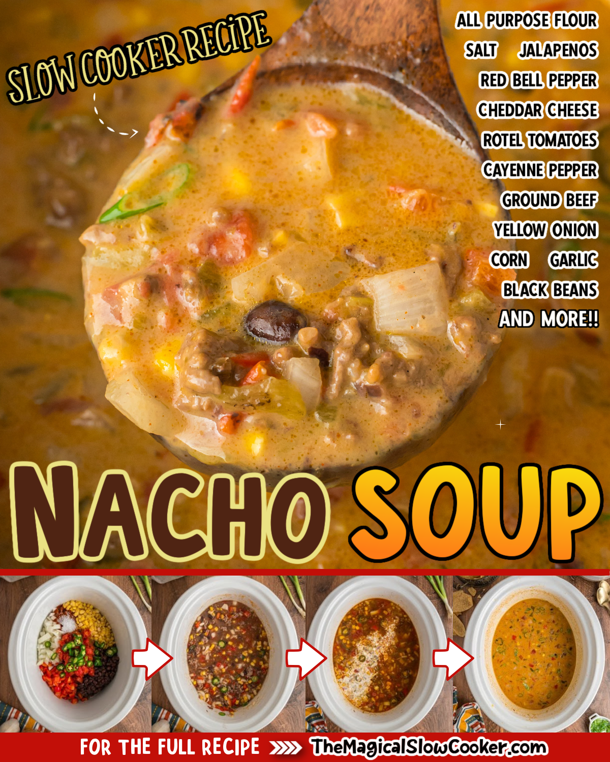 nacho soup images with text of what the ingredients are.